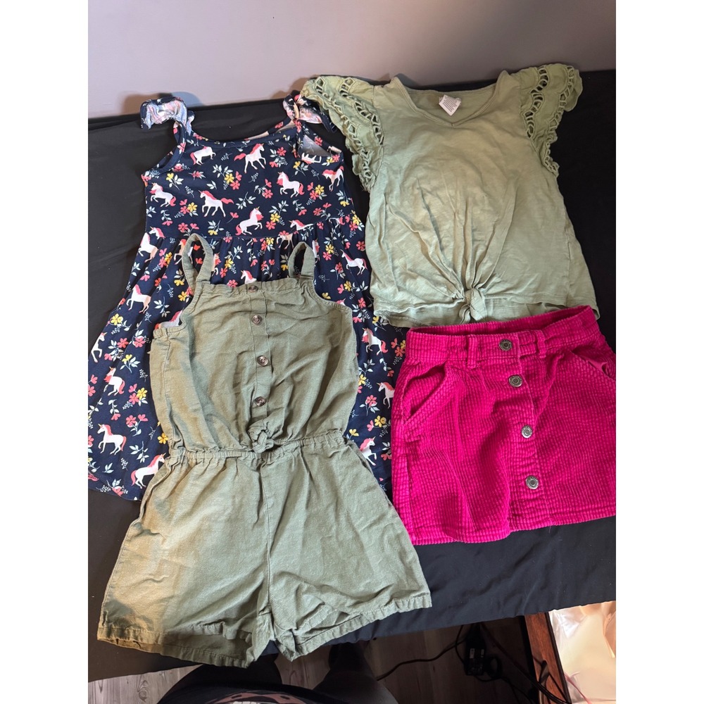 Girls Clothing Lot Old Navy Romper Members Mark Unicorn Dress Skirt Top Size 6-7